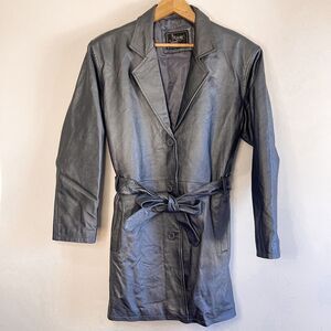 Vintage Midnight Velvet Silver/Blue Leather Coat Size L